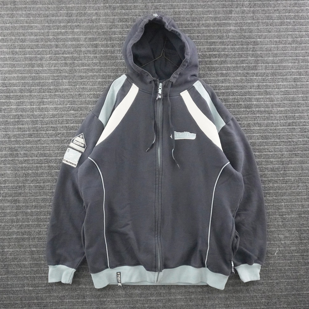 Vintage Y2K Rocawear Full Zip Hoodie Mens L Navy Blue Y2K Streetwear Patch